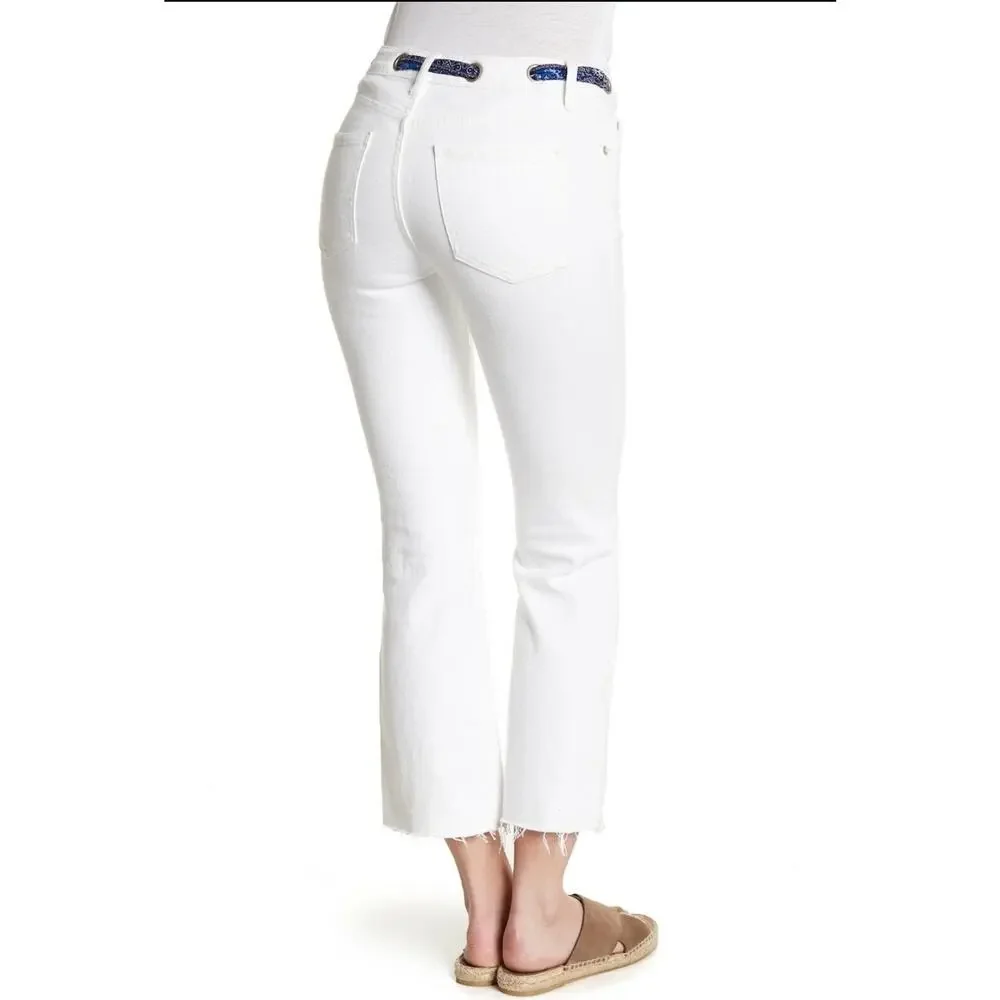 Free People Very Soft Belt Out Cropped Flare Jeans Ocean Isle White - 25